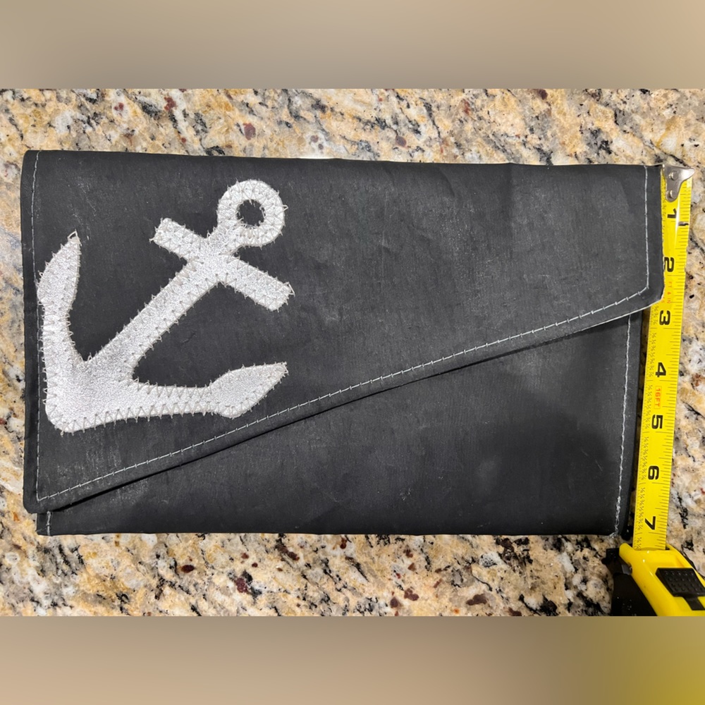 Rare Sea Bag Envelope Clutch Black with Silver